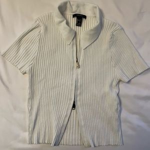 Ribbed Polo Crop Top